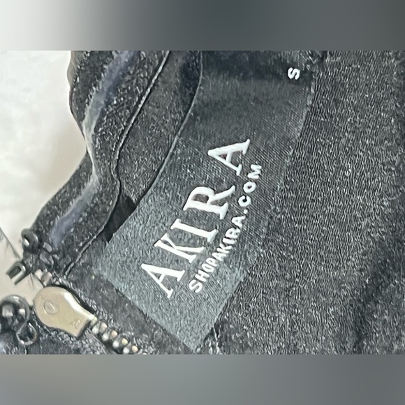 Akira Strapless Leather Like Feather Skirt Black Mini Dress NWT Size Small - Picture 6 of 11